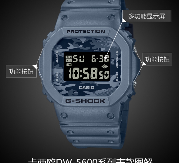 卡西欧G-SHOCK系列DW-5600CA-2图解