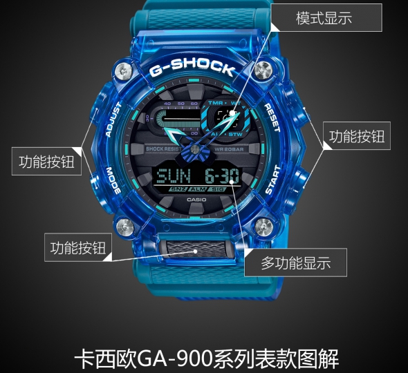 卡西欧G-SHOCK系列GA-900SKL-2A图解