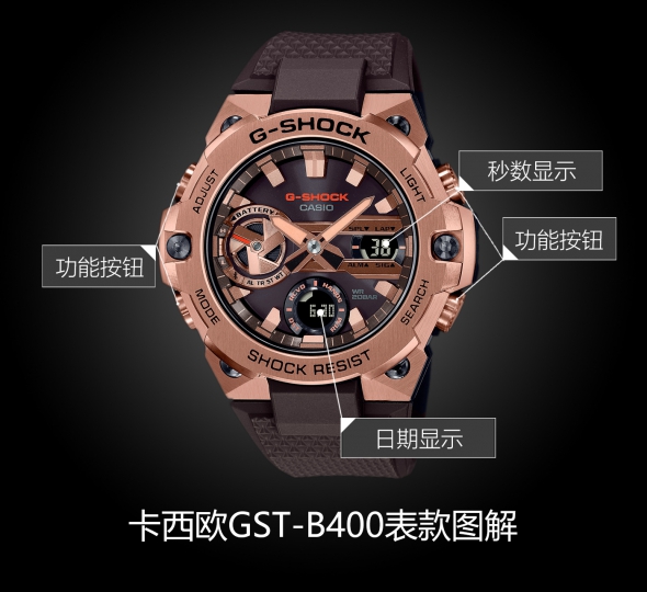 卡西欧G-SHOCK系列GST-B400MV-5A图解