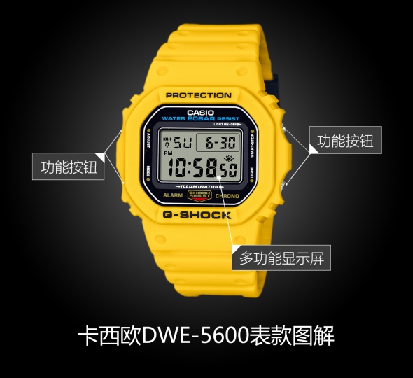 卡西欧G-SHOCK系列DWE-5600R-9图解
