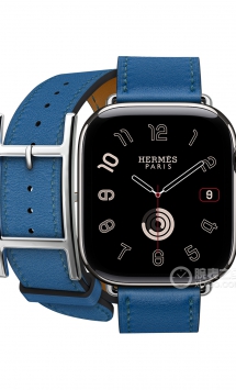 爱马仕APPLE WATCH HERMES系列H0009941双圈蓝色牛皮表带