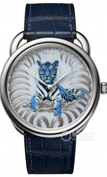 爱马仕ARCEAU系列Arceau Tigre Royal 王者之虎蓝色皮带