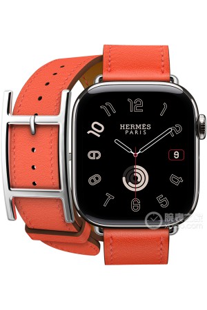 爱马仕APPLE WATCH HERMES系列H0009941双圈橙色宽牛皮表带