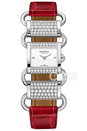 爱马仕Hermès Klikti 镶钻红色带