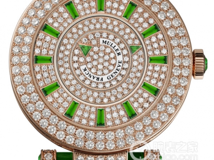 法穆兰LADIES'COLLECTION系列42 DM D 2R CD 密镶钻绿色皮带