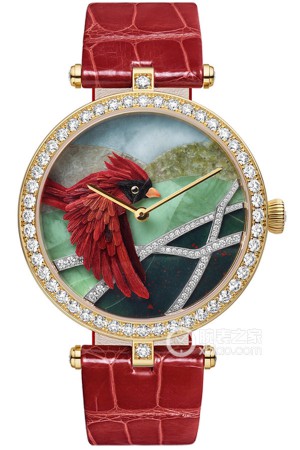 梵克雅寶非凡表盤系列細羽鑲飾腕表-鳳頭鳥