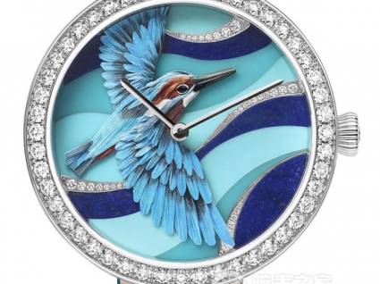 梵克雅寶非凡表盤系列細羽鑲飾腕表-翠鳥