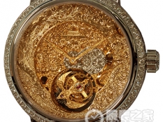 北京表高端定制系列游龙戏凤铂金钻手工雕刻陀飞轮腕表
