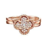潮宏基時尚系列情迷威尼斯系列玫瑰金鑲鉆戒指
