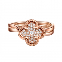 潮宏基时尚系列情迷威尼斯系列玫瑰金镶钻戒指
