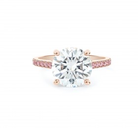 戴比尔斯玫瑰金彩钻密镶钻戒圈圆形明亮式切割钻戒 戒指
