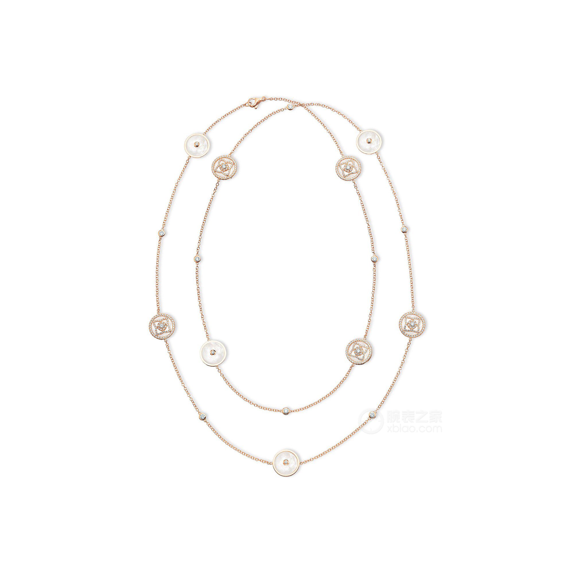 戴比尔斯ENCHANTED LOTUS 系列珍珠贝母玫瑰金钻石项链项链
