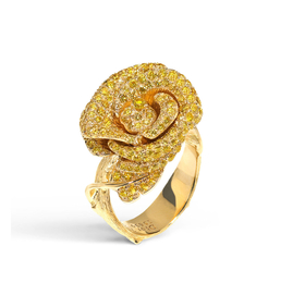 迪奥 ROSE DIOR BAGATELLE 750/1000黄金戒指，镶嵌黄色钻石，中号 戒指