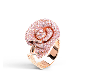 迪奥 ROSE DIOR BAGATELLE 750/1000玫瑰金戒指，镶嵌粉色钻石，中号 戒指