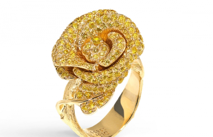 迪奥ROSE DIOR BAGATELLE ROSE DIOR BAGATELLE 750/1000黄金戒指，镶嵌黄色钻石，中号