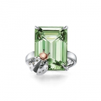 蒂芙尼RETURN TO TIFFANY純銀和 18K 玫瑰金鑲嵌綠水晶瓢蟲戒指