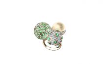 蒂芙尼MASTERPIECES18k黄金镶嵌沙弗莱石、钻石及金色南洋珠戒指(18k黄金镶嵌沙弗莱石、钻石及金色南洋珠戒指18k黄金镶嵌沙弗莱石、钻石及金色南洋珠戒指)戒指