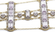 蒂芙尼古董珍藏18K黄金和铂金镶嵌紫锂辉石项链