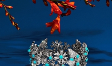 蒂芙尼BLUE BOOK高级珠宝JEAN SCHLUMBERGER铂金镶嵌绿松石及钻石花架造型手镯