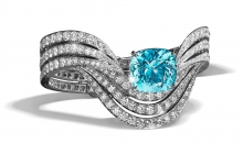 蒂芙尼BLUE BOOK高级珠宝ORCHID CURVE旖旎之兰铂金镶嵌海蓝宝石及钻石手镯