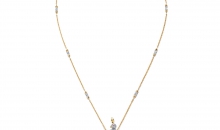 蒂芙尼SCHLUMBERGER™高级珠宝18K黄金及铂金镶嵌摩根石，钻石及粉色蓝宝石“石上鸟”吊坠