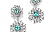 蒂芙尼BLUE BOOK高级珠宝2023 BLUE BOOK 18K白金镶嵌总重逾7克拉的蓝色铜锂碧玺，绿松石及钻石耳环