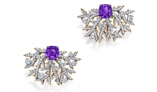 蒂芙尼BLUE BOOK高级珠宝2023 BLUE BOOK铂金及18K黄金镶嵌总重逾4克拉的紫粉色蓝宝石及钻石耳环