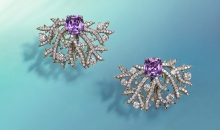 蒂芙尼BLUE BOOK高级珠宝2023 BLUE BOOK铂金及18K黄金镶嵌总重逾4克拉的紫粉色蓝宝石及钻石耳环