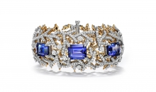 蒂芙尼BLUE BOOK高级珠宝2023 BLUE BOOK铂金及18K黄金镶嵌总重逾25克拉的坦桑石及钻石手镯