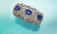 蒂芙尼BLUE BOOK高级珠宝2023 BLUE BOOK铂金及18K黄金镶嵌总重逾25克拉的坦桑石及钻石手镯