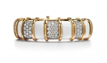 蒂芙尼史隆伯杰系列铂金及黄金镶嵌珐琅及钻石手镯
