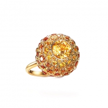蒂芙尼MASTERPIECES PRISM系列18k黄金镶嵌黄色蓝宝石和锰铝榴石戒指