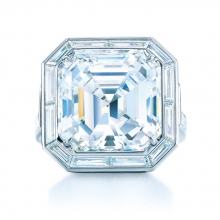 蒂芙尼BLUE BOOK高级珠宝方形祖母绿切割钻石铂金戒指