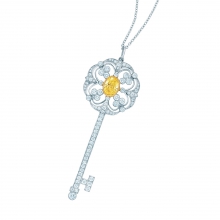 蒂芙尼TIFFANY ENCHANT铂金镶嵌黄钻和白钻花形钥匙吊坠