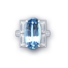蒂芙尼BLUE BOOK高级珠宝铂金镶嵌海蓝宝石与钻石戒指