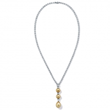 蒂芙尼BLUE BOOK高级珠宝2018 BLUE BOOK铂金镶嵌圆形南海金色珍珠及狭长形和圆形钻石吊坠