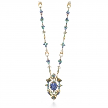 蒂芙尼古董珍藏18K黄金镶嵌蓝宝石、珐琅及彩色钻石