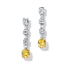 蒂芙尼铂金和18K黄金镶嵌白钻及艳彩黄钻耳环