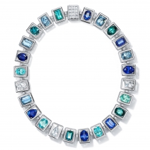 蒂芙尼BLUE BOOK高级珠宝2019 Blue Book铂金镶嵌蓝宝石、蓝色铜锂碧玺、蓝色碧玺、海蓝宝石及钻石项链