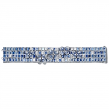 蒂芙尼BLUE BOOK高级珠宝2019 Blue Book 18K白金镶嵌切割及圆形蓝宝石、狭长形及圆形钻石花卉造型手镯