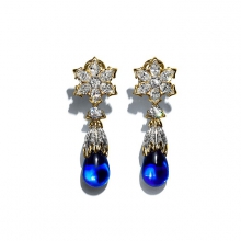 蒂芙尼BLUE BOOK高级珠宝2022 Blue Book铂金及18K黄金镶嵌桑坦石及圆形明亮式钻石叶子造型耳环
