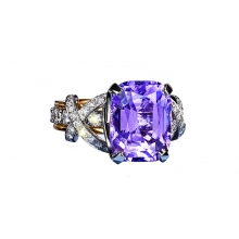 蒂芙尼BLUE BOOK高级珠宝2022 Blue Book铂金及18K黄金镶嵌紫色尖晶石及钻石缎带造型戒指