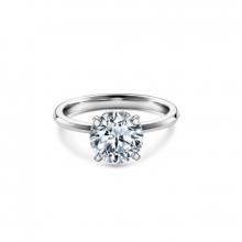 蒂芙尼订婚钻戒铂金镶钻戒圈镶嵌圆形明亮式切割钻石订婚钻戒