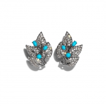 蒂芙尼BLUE BOOK高级珠宝JEAN SCHLUMBERGER铂金镶嵌绿松石及钻石花架造型耳环
