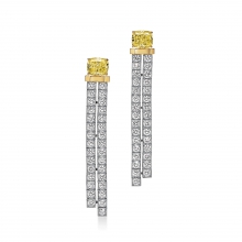 蒂芙尼TIFFANY EDGE系列铂金及18K黄金镶嵌浓彩黄钻及钻石耳环