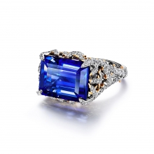 蒂芙尼BLUE BOOK高级珠宝2023 BLUE BOOK铂金镶嵌坦桑石及钻石戒指
