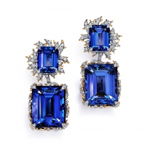 蒂芙尼BLUE BOOK高级珠宝2023 BLUE BOOK铂金及18K黄金镶嵌坦桑石及钻石耳环