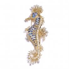 蒂芙尼史隆伯杰系列18K黄金及铂金镶嵌蓝宝石及钻石胸针