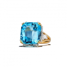 蒂芙尼史隆伯杰系列18K黃金及鉑金鑲嵌海藍寶石及鉆石戒指