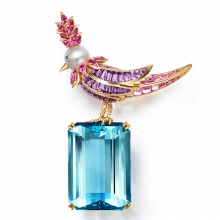 蒂芙尼史隆伯杰系列彩虹“石上鳥”胸針